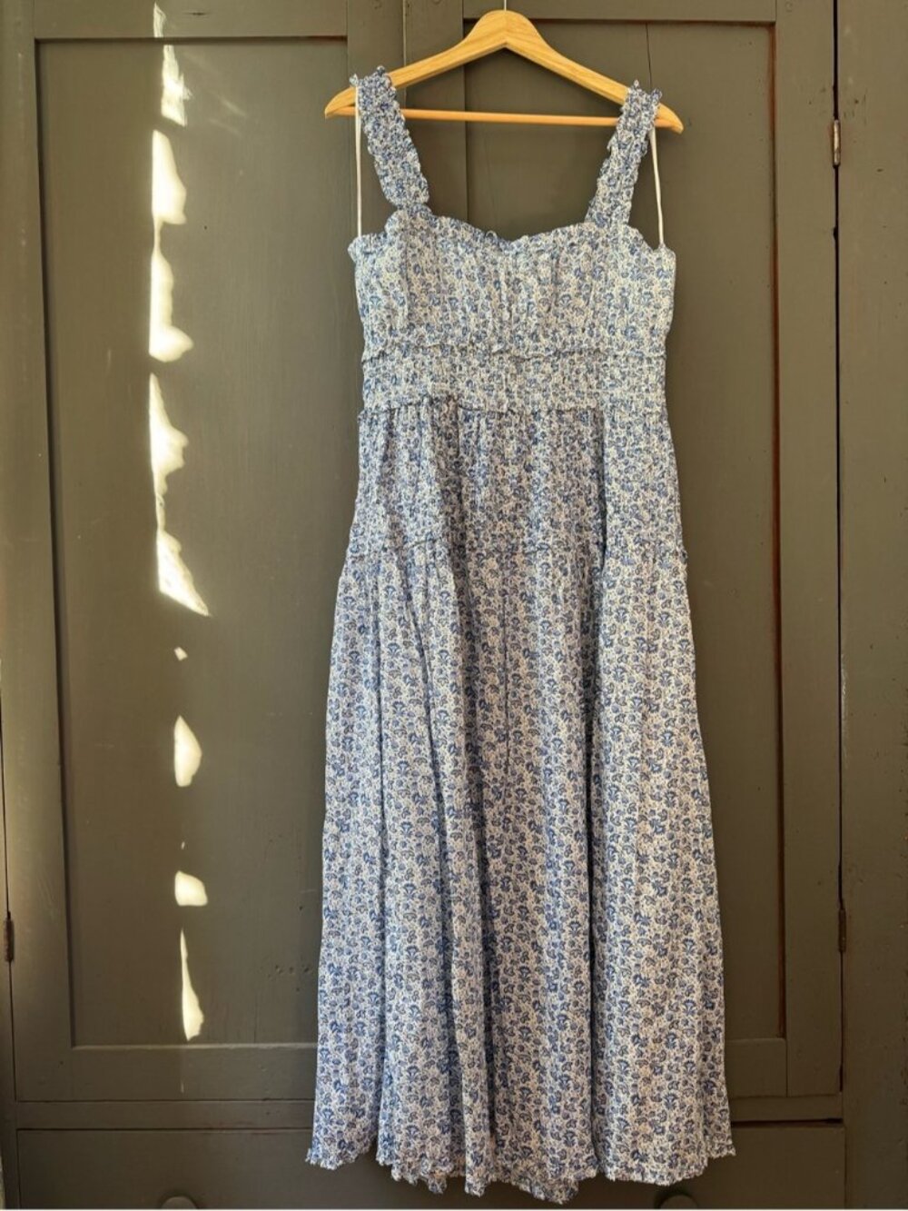 GAP X Doen Blue and White Floral Midi Dress